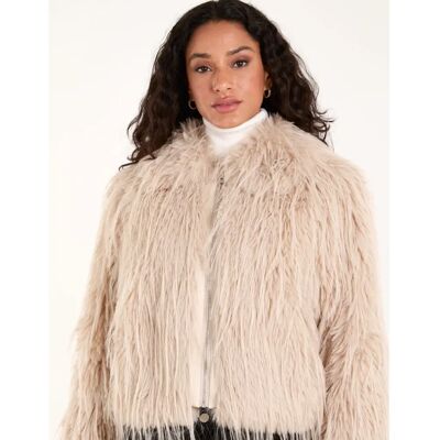 Blue Vanilla - Faux Fur Collar Coat - Beige - Coat Blue Vanilla - Faux Fur Collar Coat - Beige - Coat