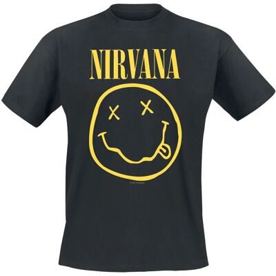Nirvana Schwarzes Smiley T-Shirt - Offizielles Band T-Shirt Nirvana Schwarzes Smiley T-Shirt - Offizielles Band T-Shirt