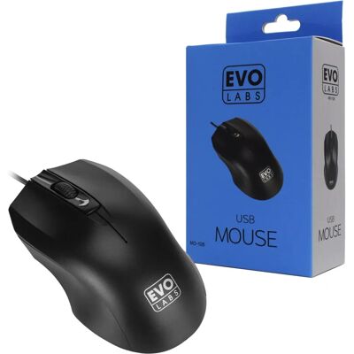 Evo Labs MO-128 Ambidextrous USB Optical Mouse - 800 DPI Evo Labs MO-128 Ambidextrous USB Optical Mouse - 800 DPI