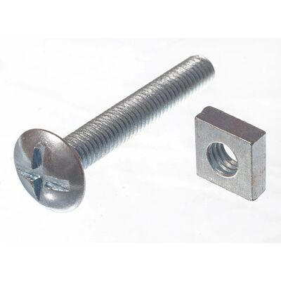 Boulons de Toiture M6 x 40mm et Écrous Carrés Zingués - Fixations - Publicité Boulons de Toiture M6 x 40mm et Écrous Carrés Zingués - Fixations - Publicité