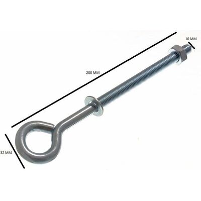 Œil à vis M10 X 200mm Résistant aux Intempéries - Pack de 25 - Publicité Œil à vis M10 X 200mm Résistant aux Intempéries - Pack de 25 - Publicité