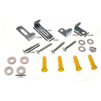 Ensemble de clips pour miroir réglables - One Stop Diy - Set de 4 - Fixations et instructions - Publicité Ensemble de clips pour miroir réglables - One Stop Diy - Set de 4 - Fixations et instructions - Publicité