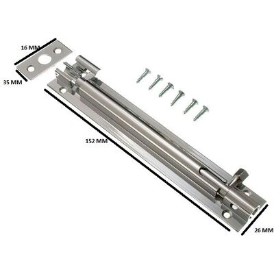 Onestopdiy Verrou de porte à barillet - Chrome - 150mm 6 po - Pack 20 - Publicité Onestopdiy Verrou de porte à barillet - Chrome - 150mm 6 po - Pack 20 - Publicité