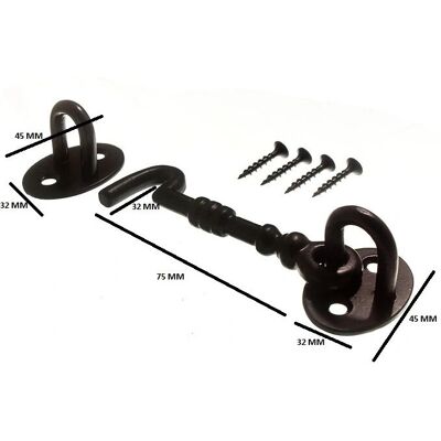 Onestopdiy - Crochet de Cabine avec Œil 100mm - Noir ancien - Avec Vis - Crochet de Cabine - Publicité Onestopdiy - Crochet de Cabine avec Œil 100mm - Noir ancien - Avec Vis - Crochet de Cabine - Publicité