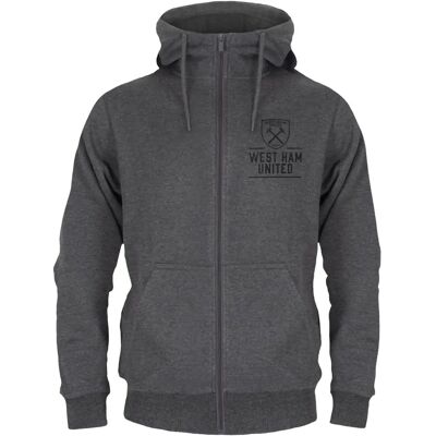 West Ham United FC Grey Zip Fleece Hoody - Hoody West Ham United FC Grey Zip Fleece Hoody - Hoody