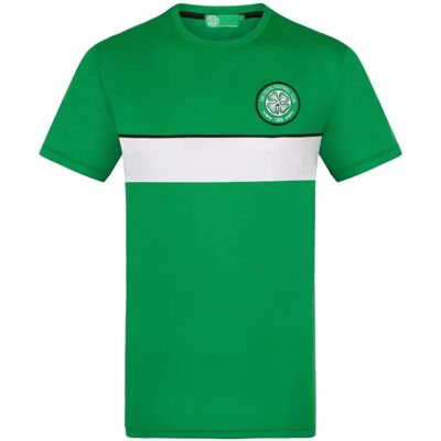 Celtic FC Mens Green White Stripe Poly T-Shirt - T-Shirt Celtic FC Mens Green White Stripe Poly T-Shirt - T-Shirt