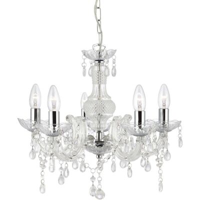 Searchlight Marie Therese - Lampadario a 5 Luci con Cristalli - Plafoniera Searchlight Marie Therese - Lampadario a 5 Luci con Cristalli - Plafoniera
