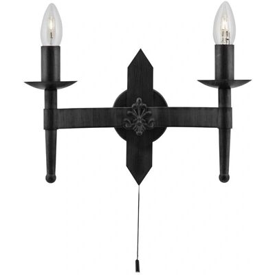 Applique in Ferro Battuto Nero 2 Candele Applique in Ferro Battuto Nero 2 Candele