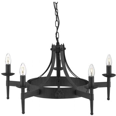 Faretto da soffitto Cartwheel a 5 luci in ferro battuto - Nero Faretto da soffitto Cartwheel a 5 luci in ferro battuto - Nero