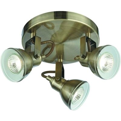 Faro da Soffitto Regolabile 3 Luci - Ottone Antico Searchlight Faro da Soffitto Regolabile 3 Luci - Ottone Antico Searchlight