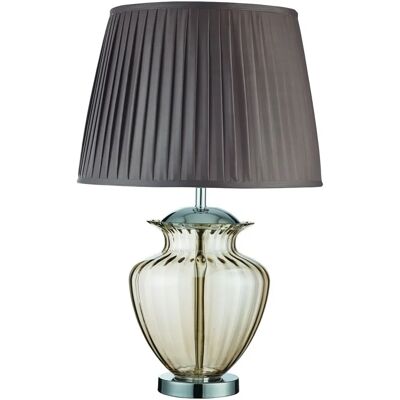 Lampada da tavolo Searchlight EU8531AM Vetro ambra Paralume pieghevole - Luce Lampada da tavolo Searchlight EU8531AM Vetro ambra Paralume pieghevole - Luce