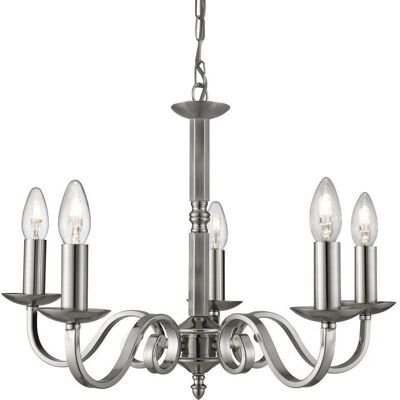 Searchlight Lighting Richmond 5-Licht Deckenleuchte in Satin-Silber - Deckenlicht Searchlight Lighting Richmond 5-Licht Deckenleuchte in Satin-Silber - Deckenlicht