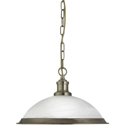 Pendente da soffitto Bistro in ottone antico Searchlight - Stile Art Deco Pendente da soffitto Bistro in ottone antico Searchlight - Stile Art Deco