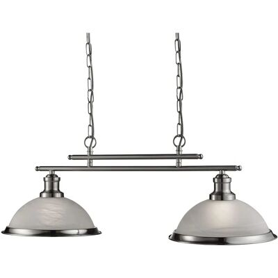 Lampada a sospensione Searchlight Bistro 2 luci - Argento satinato - Lampadario a soffitto Lampada a sospensione Searchlight Bistro 2 luci - Argento satinato - Lampadario a soffitto