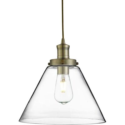 Lampadario a Forma di Piramide Searchlight - Ottone Antico - Vetro Trasparente Lampadario a Forma di Piramide Searchlight - Ottone Antico - Vetro Trasparente