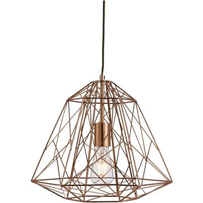 Lampadario a Sospensione a Gabbia Geometrica in Rame - E27 Lampadario a Sospensione a Gabbia Geometrica in Rame - E27