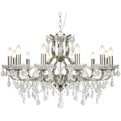 Searchlight 12 Light Chandelier Satin Silver Finish - Ceiling Lamp Searchlight 12 Light Chandelier Satin Silver Finish - Ceiling Lamp
