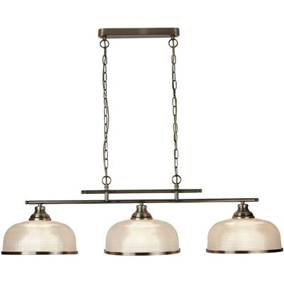 Searchlight Bistro 3-Light Ceiling Pendant - Antique Brass & Glass Shades Searchlight Bistro 3-Light Ceiling Pendant - Antique Brass & Glass Shades