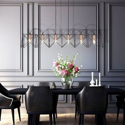 Searchlight Lighting SEARCHLIGHT EU - Anthea 6 Light Ceiling Pendant Bar Black, Copper, E27 - Deckenleuchte Searchlight Lighting SEARCHLIGHT EU - Anthea 6 Light Ceiling Pendant Bar Black, Copper, E27 - Deckenleuchte