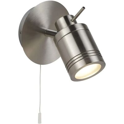 Searchlight Samson - Faretto da Parete Bagno LED 1 Luce Argento Satinato - Illuminazione Bagno Searchlight Samson - Faretto da Parete Bagno LED 1 Luce Argento Satinato - Illuminazione Bagno