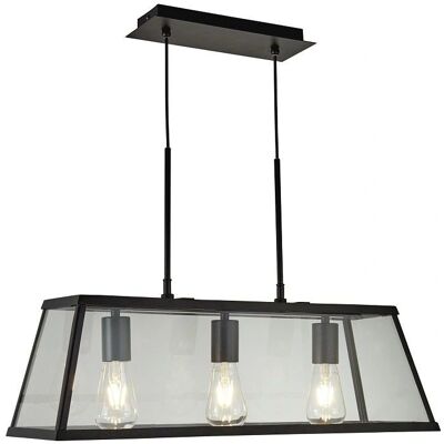 Searchlight Voyager 3 Licht Pendelleuchte - Industriell Schwarz Glas Searchlight Voyager 3 Licht Pendelleuchte - Industriell Schwarz Glas