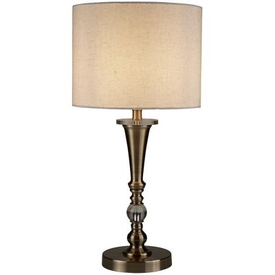 Lampada da tavolo Searchlight EU1011AB Drum - Paraluce effetto lino beige Lampada da tavolo Searchlight EU1011AB Drum - Paraluce effetto lino beige