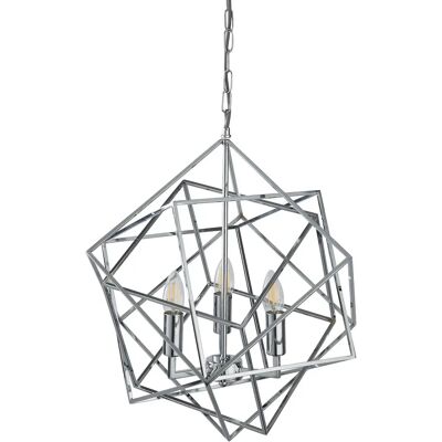 Lampada Sospensione Cubo Cromata 3 Luci Lampada Sospensione Cubo Cromata 3 Luci