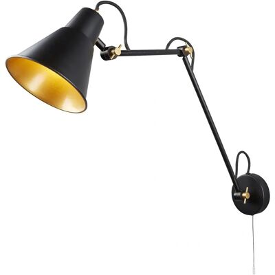 Searchlight Schwarz-Gold Wandleuchte - Verstellbar, 1 Licht Searchlight Schwarz-Gold Wandleuchte - Verstellbar, 1 Licht