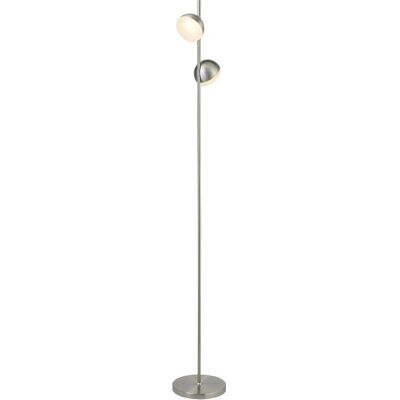 Lampada da terra a 2 luci Searchlight Tully Metallo argento satinato & paralume smerigliato - Lampada da terra Lampada da terra a 2 luci Searchlight Tully Metallo argento satinato & paralume smerigliato - Lampada da terra