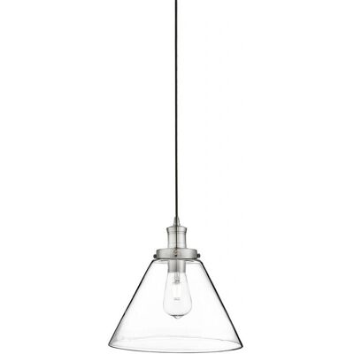 Searchlight Pyramid - 1 Light Pendant Satin Silver, Glass Shade, E27 Searchlight Pyramid - 1 Light Pendant Satin Silver, Glass Shade, E27