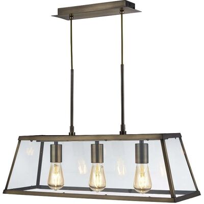 Searchlight Antique Brass Ceiling Light - 3 Bulb Vintage Pendant Searchlight Antique Brass Ceiling Light - 3 Bulb Vintage Pendant