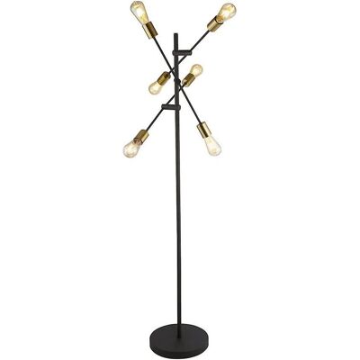 Searchlight Armstrong 6 Light Floor Lamp Black and Satin Brass - Floor Lamp Searchlight Armstrong 6 Light Floor Lamp Black and Satin Brass - Floor Lamp