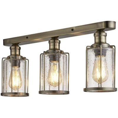 Lampada a soffitto semi-incasso Searchlight Pipes 3 luci - Ottone antico Lampada a soffitto semi-incasso Searchlight Pipes 3 luci - Ottone antico