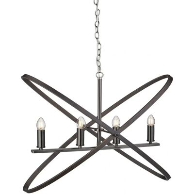 Searchlight Lighting Hoopla 4-Licht Pendelleuchte - Zinn, Schwarz, E14 Searchlight Lighting Hoopla 4-Licht Pendelleuchte - Zinn, Schwarz, E14