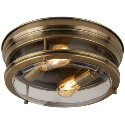 Searchlight Edinburgh 2-Licht Badezimmer Deckenleuchte - Antik Messing IP44 Searchlight Edinburgh 2-Licht Badezimmer Deckenleuchte - Antik Messing IP44