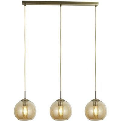 Searchlight - 3 Licht Pendelleiste Antik Messing, Bernstein, E27 Searchlight - 3 Licht Pendelleiste Antik Messing, Bernstein, E27