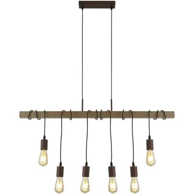 Lampadario a sospensione Searchlight Barn 6 luci - Legno e acciaio rustico Lampadario a sospensione Searchlight Barn 6 luci - Legno e acciaio rustico