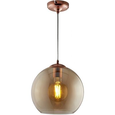 Lampadario a sospensione in vetro ambra Searchlight - Diametro 35cm, Ottone Antico Lampadario a sospensione in vetro ambra Searchlight - Diametro 35cm, Ottone Antico