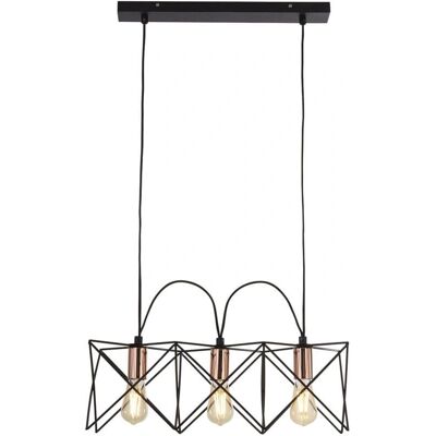 Pendente da soffitto Searchlight Anthea 3 luci nero e rame Pendente da soffitto Searchlight Anthea 3 luci nero e rame