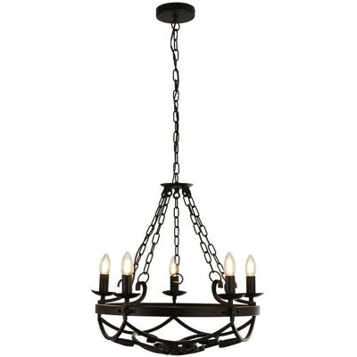 Searchlight Lighting Cartwheel 5 Light Cylindrical Candle Chain Ceiling Pendant - Black Searchlight Lighting Cartwheel 5 Light Cylindrical Candle Chain Ceiling Pendant - Black