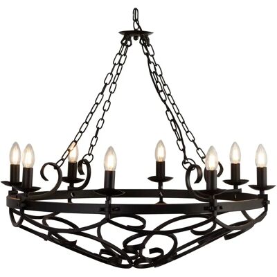 Lampadario Cartwheel 8 Luci Nero di Searchlight Lampadario Cartwheel 8 Luci Nero di Searchlight