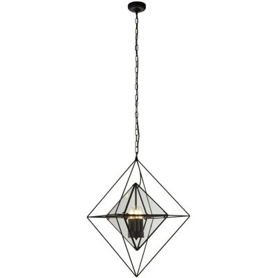 Lampadario da soffitto in metallo nero a 3 luci - Diamante Searchlight Lampadario da soffitto in metallo nero a 3 luci - Diamante Searchlight