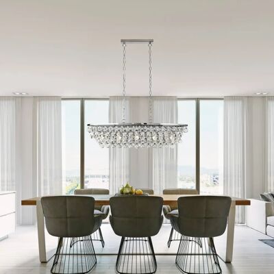 Searchlight MICHELLE - 5 Light Chrome Oval Ceiling Pendant with Glass Balls Searchlight MICHELLE - 5 Light Chrome Oval Ceiling Pendant with Glass Balls