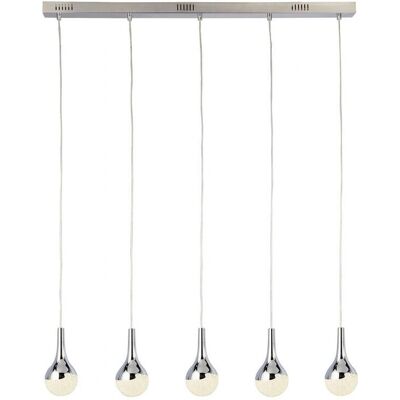 Searchlight Chrome Teardrop 5-Light LED Pendant - High Ceiling Searchlight Chrome Teardrop 5-Light LED Pendant - High Ceiling