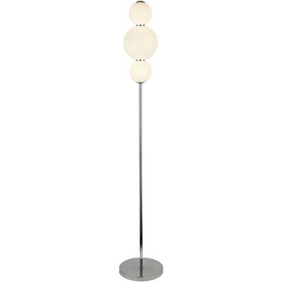 Searchlight Snowball 3 Light Floor Lamp - Chrome, White, 18cm Shade, 151cm Height Searchlight Snowball 3 Light Floor Lamp - Chrome, White, 18cm Shade, 151cm Height