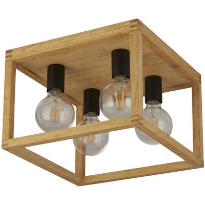 Lampadario Quadrato Searchlight 4 Luci - Finitura in Legno Rustico Lampadario Quadrato Searchlight 4 Luci - Finitura in Legno Rustico
