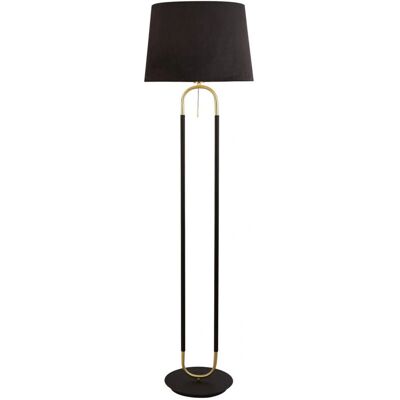 SEARCHLIGHT Stehlampe - Satin Brass, Schwarzer Samtschirm - Stehlampe SEARCHLIGHT Stehlampe - Satin Brass, Schwarzer Samtschirm - Stehlampe