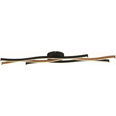 Searchlight Bloom Wirbel LED Deckenleuchte - Schwarz mit Holzoptik Searchlight Bloom Wirbel LED Deckenleuchte - Schwarz mit Holzoptik