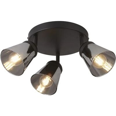 Searchlight Mega 3 Licht Spotlight - Schwarzes Metall & Rauchglas Searchlight Mega 3 Licht Spotlight - Schwarzes Metall & Rauchglas