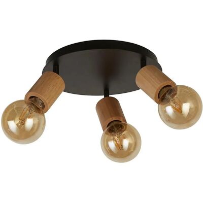 Searchlight Spinny 3 Licht Scheinwerfer - Schwarz & Holz Searchlight Spinny 3 Licht Scheinwerfer - Schwarz & Holz